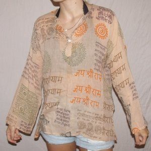 hippie style long sleeved button down shirt